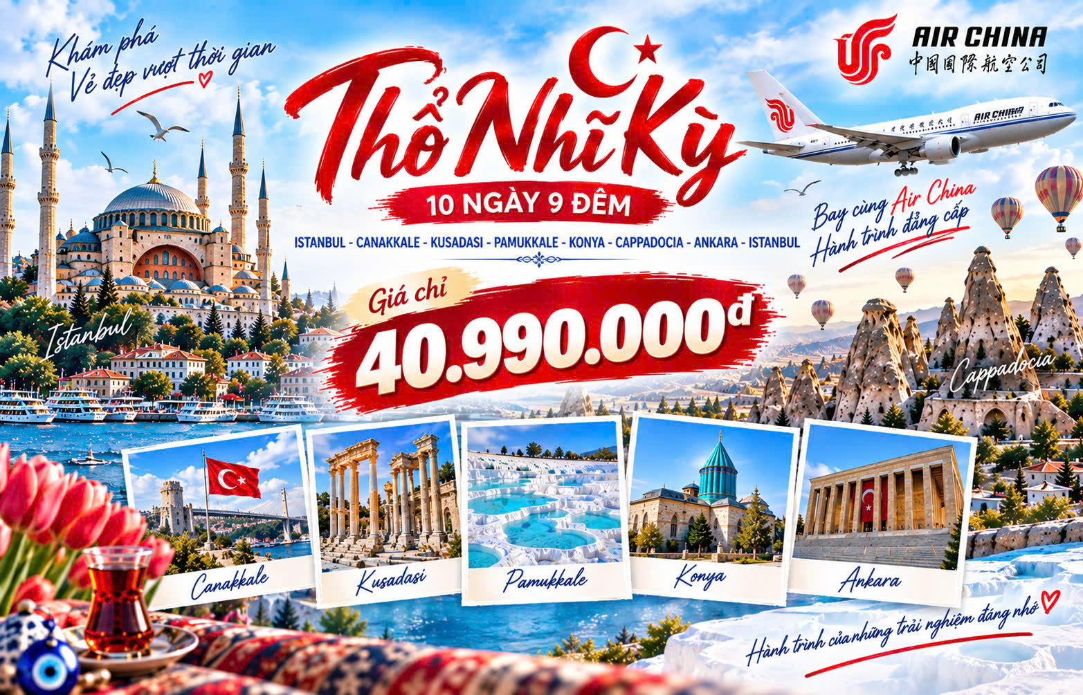 Tour Du Lịch Thổ Nhĩ Kỳ 10 Ngày 9 Đêm Bay Air China